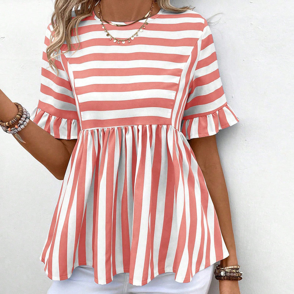Ruffled Sleeves Summer Women's Top Shirt