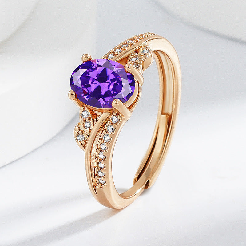 Garnet Oval Multi-color Colored Gems Ring For Women