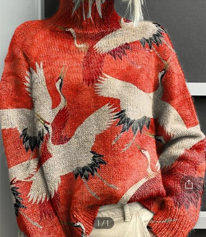 Women's 3D Digital Printing Fresh Cloak Coat Sweater Pullover