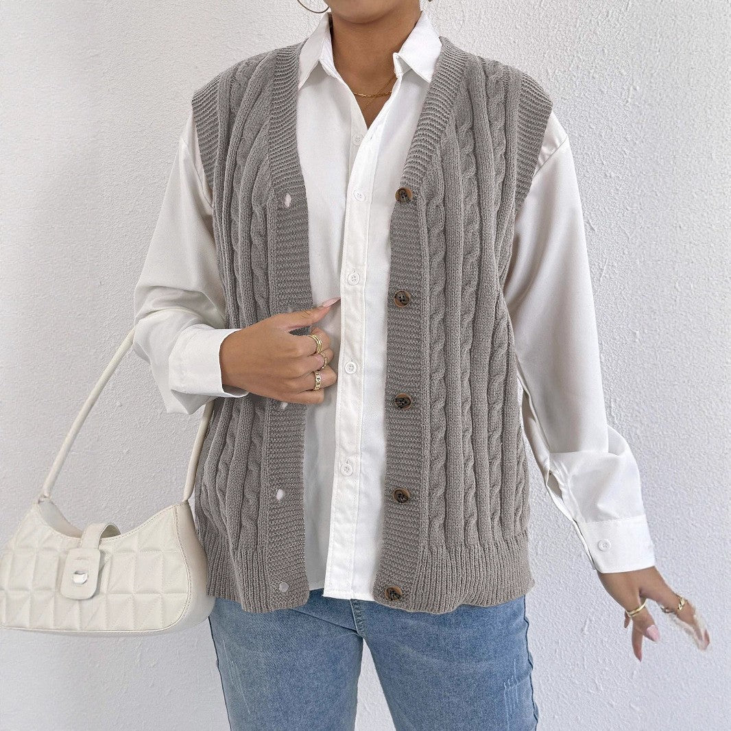 European And American Leisure Outer Twist Woven Vest