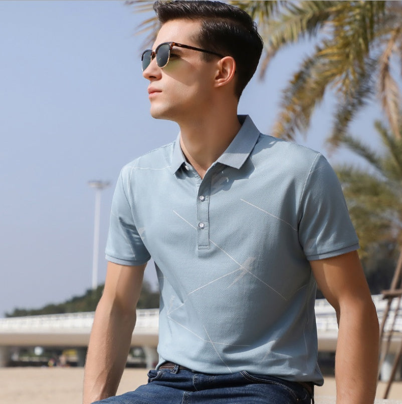 Men's  cotton Lapel short sleeve