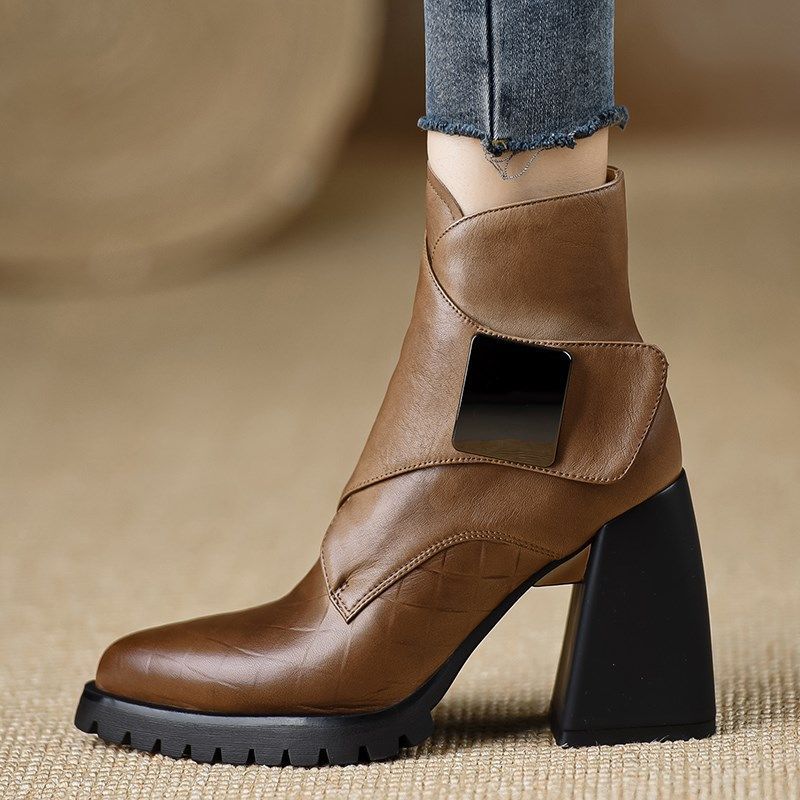 Retro Soft Sole Chunky Heel Ankle Boots For Women