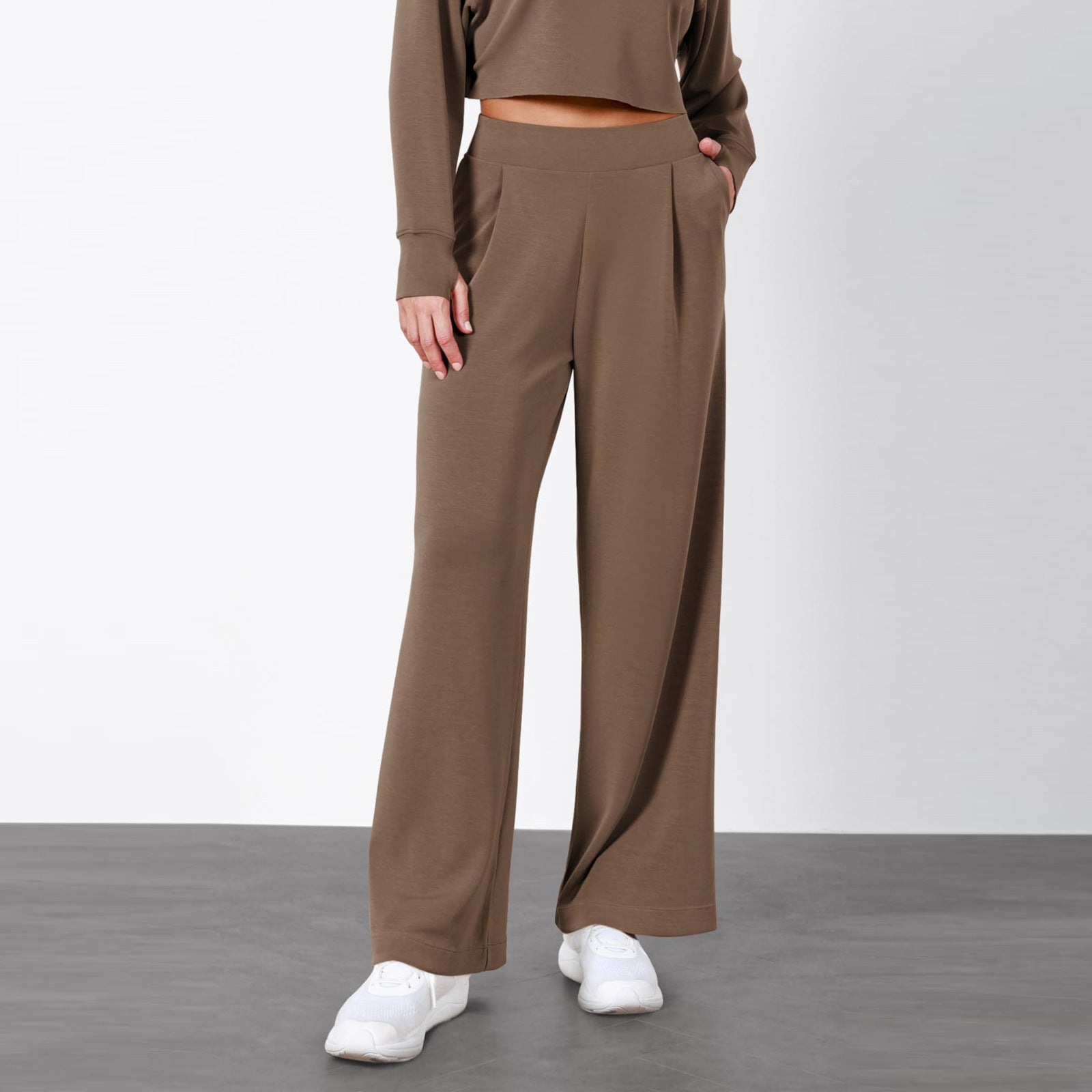 Simple High Waist Female Drooping Straight Pants