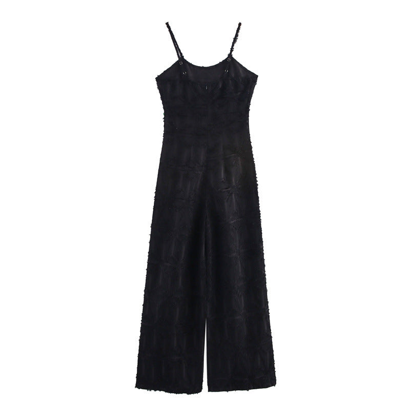 Elegant Distressed Casual Cut Flower Fashion Suspenders Jumpsuit