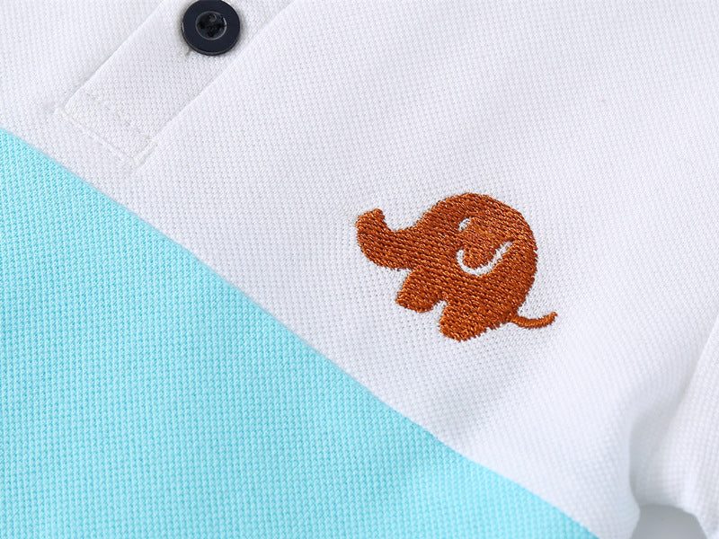 Boys' Fashion Colorful Lapel Short-sleeved Tops