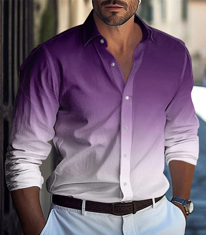 Multi-Color Gradient Pattern Printed Men's Clothing