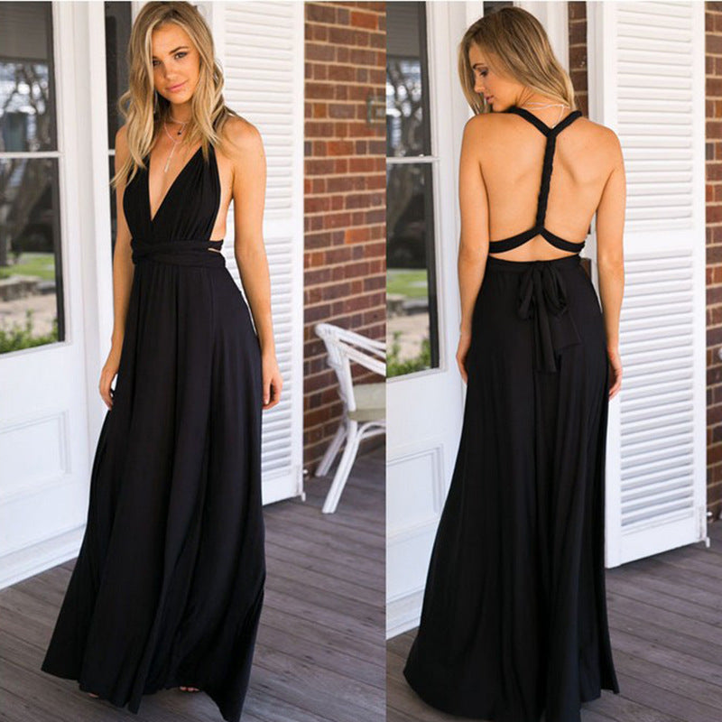 Multiple Wear-rope Cross Backless Sexy Bandage One-piece Dress