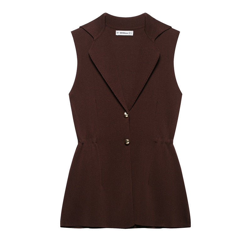 French Design Knitted Vest V-neck