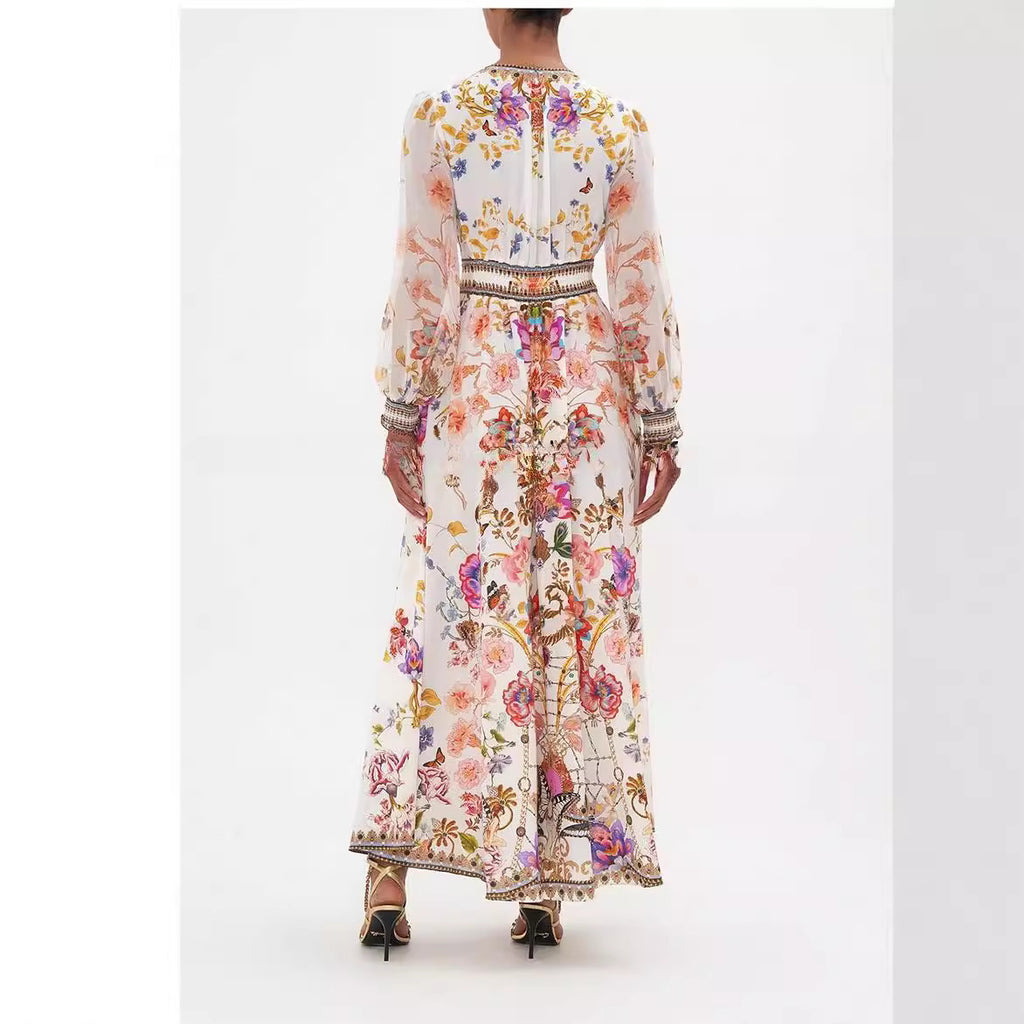 Retro Ethnic Style High Waist Dress