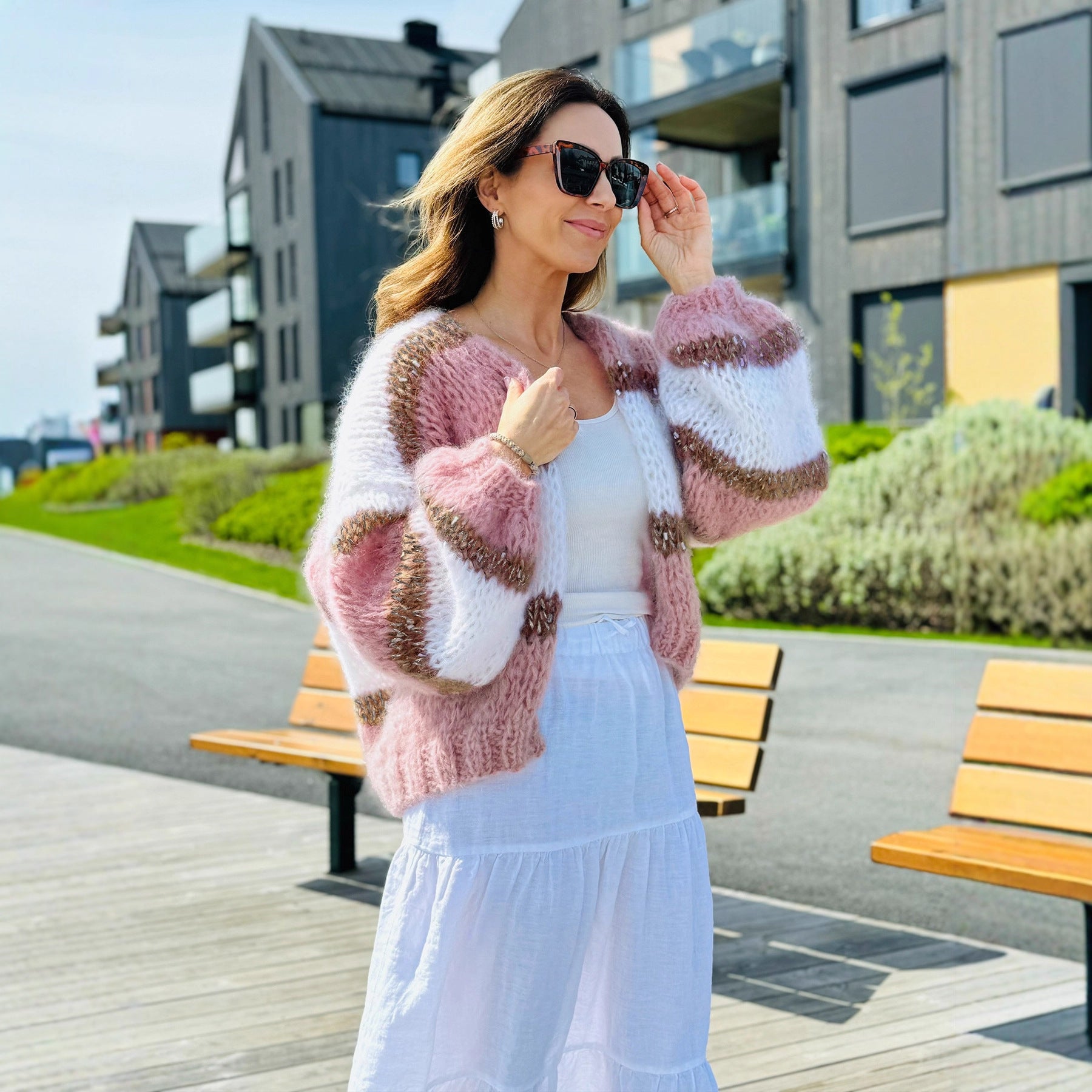 Cardigan Color Block Cardigan Women's Sweater