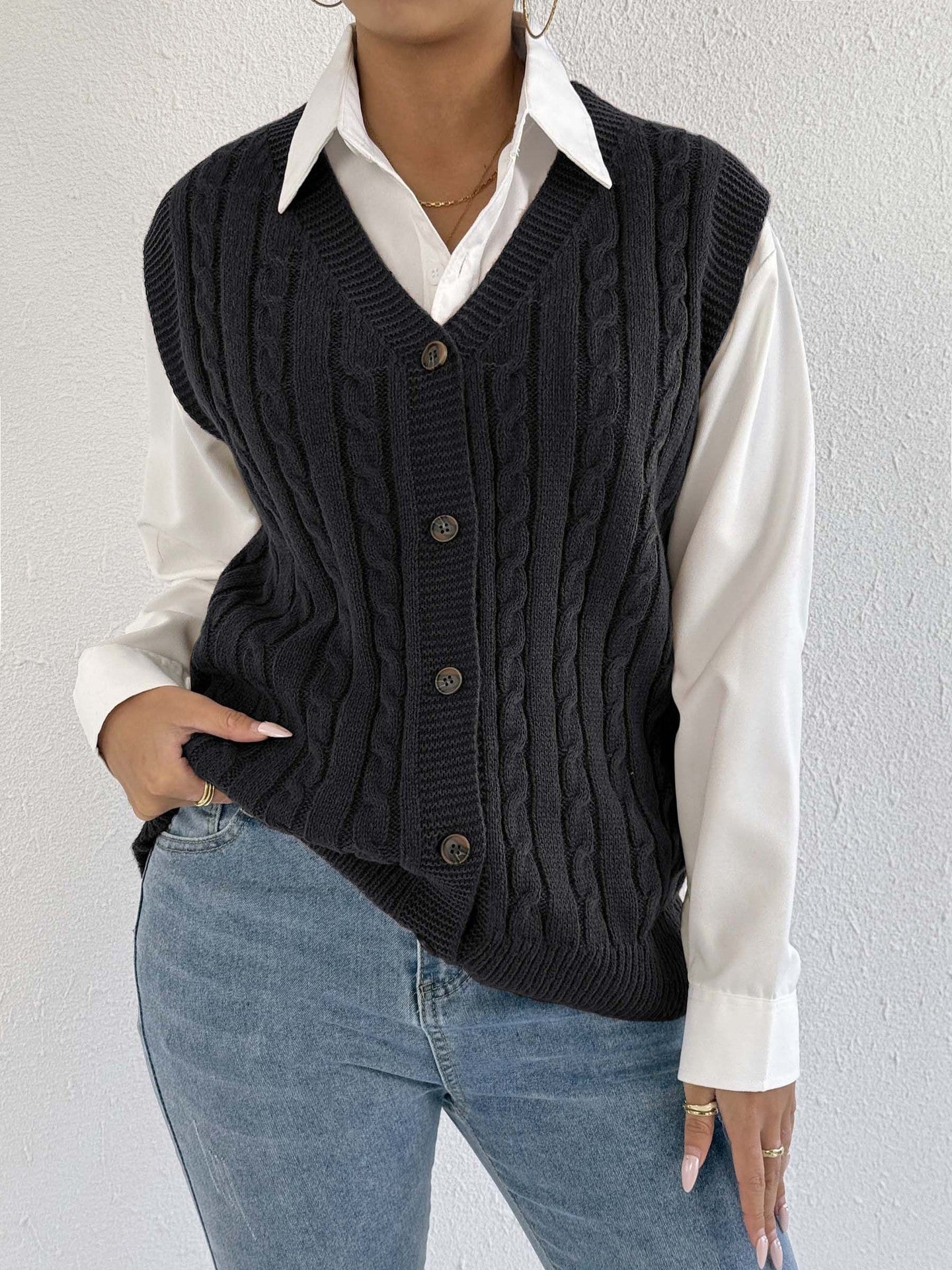 European And American Leisure Outer Twist Woven Vest