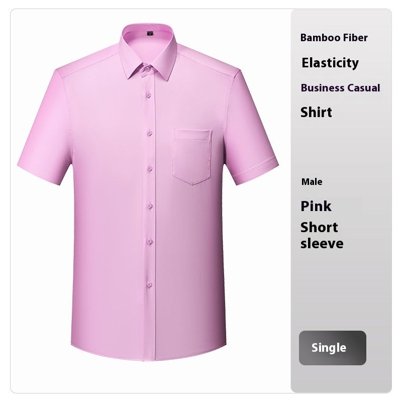Bamboo Fiber Business Short Sleeve Non-ironing Stretch Shirt