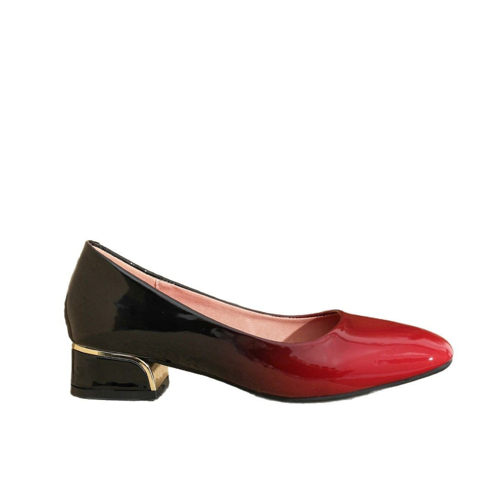 Women's Square Head Chunky Heel Soft Leather Comfortable High Heels