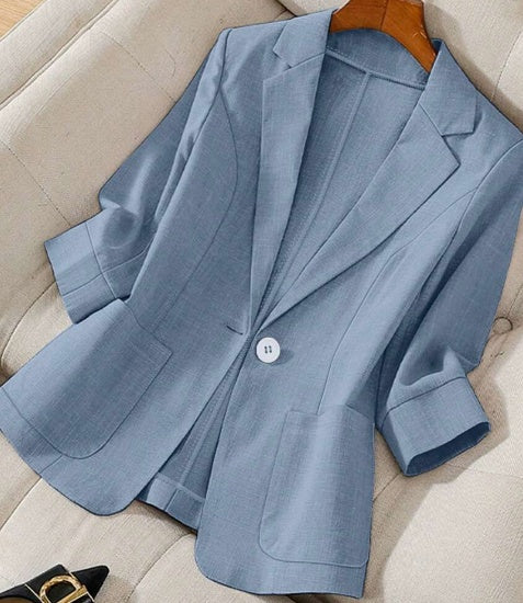 Women's Spring  Autumn Stand Collar Long Sleeve Casual Solid Color Blazer