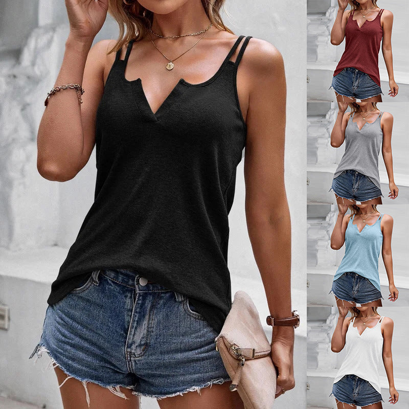 European And American Camisole Women's V-neck Solid Color Inner Wear Tube Top