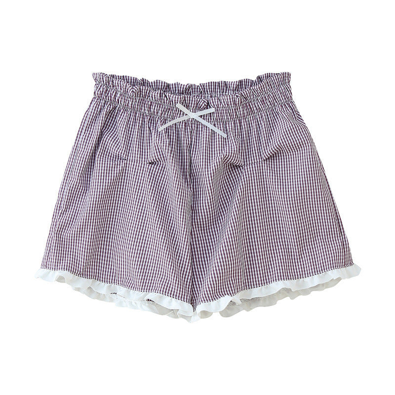 Retro Plaid Shirt Shorts Suit