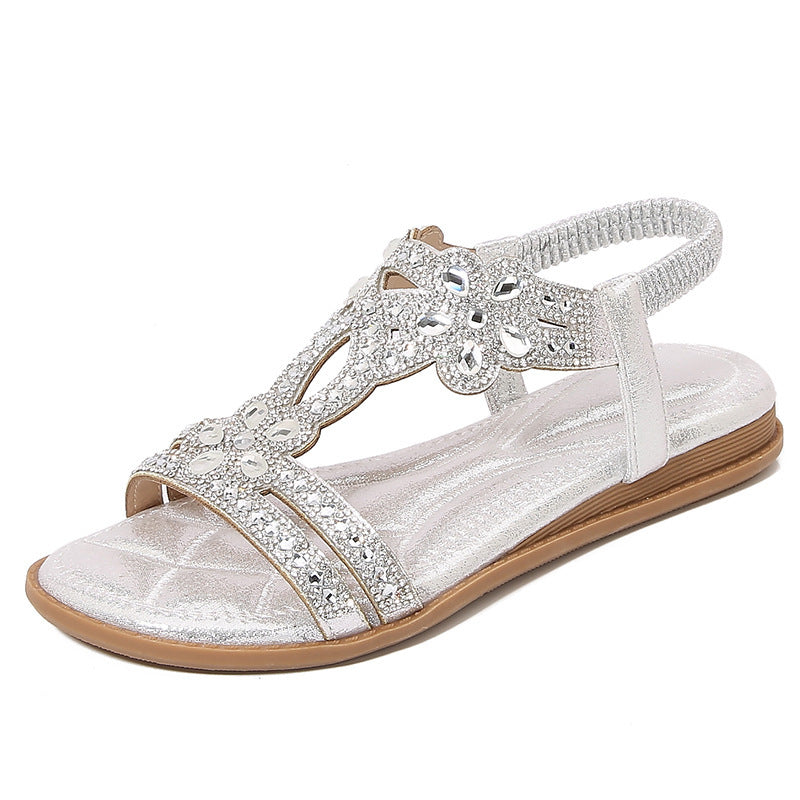 Women's Flat Shoes Bohemian Ethnic Style Flower Rhinestone