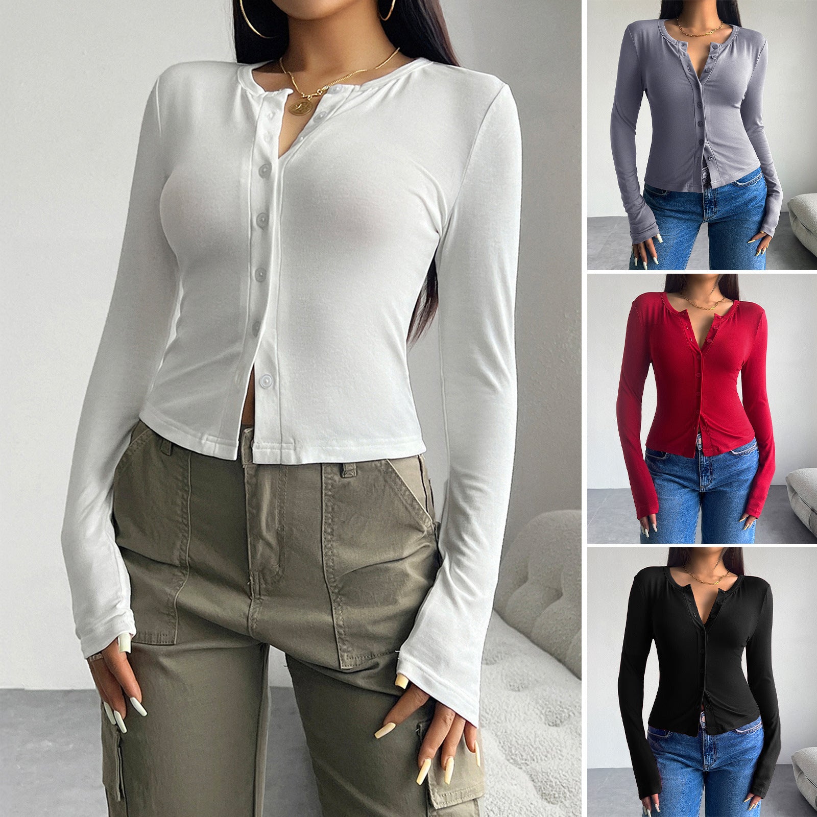 Autumn Winter Coat Women's Clothes Long Sleeve T-shirt