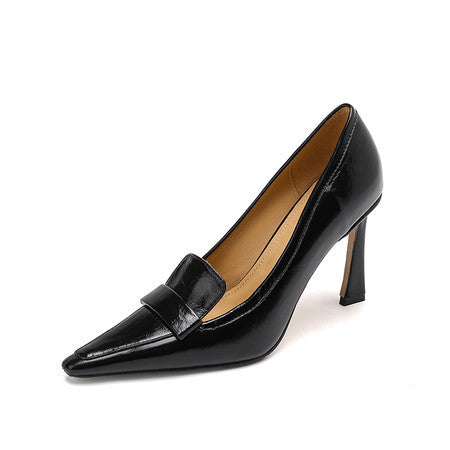 Pointed-toe Authentic Leather Pumps Women's Stiletto Heels