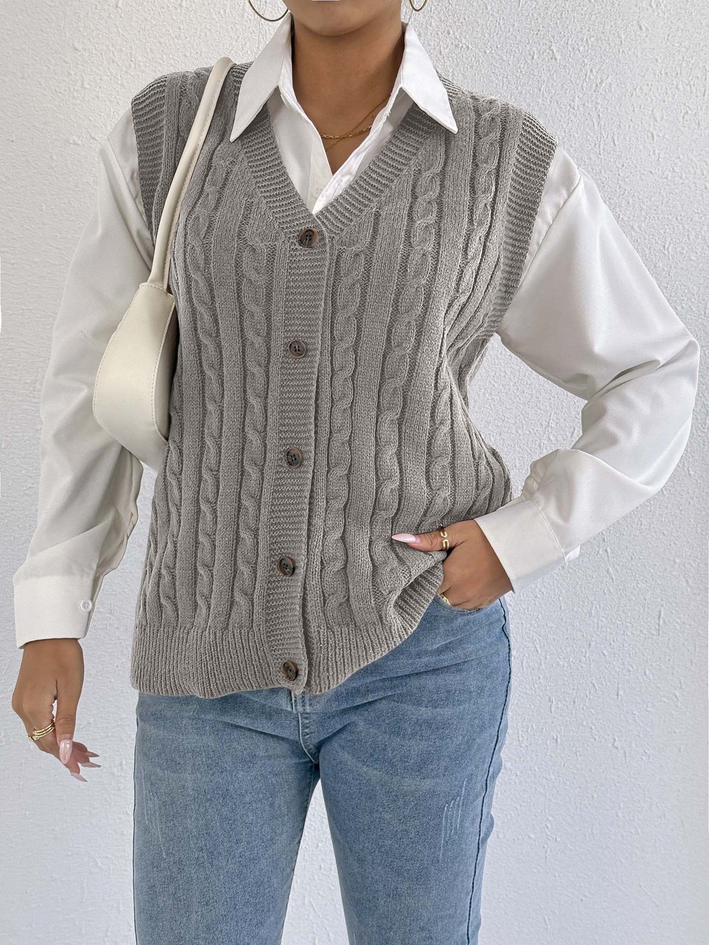 European And American Leisure Outer Twist Woven Vest