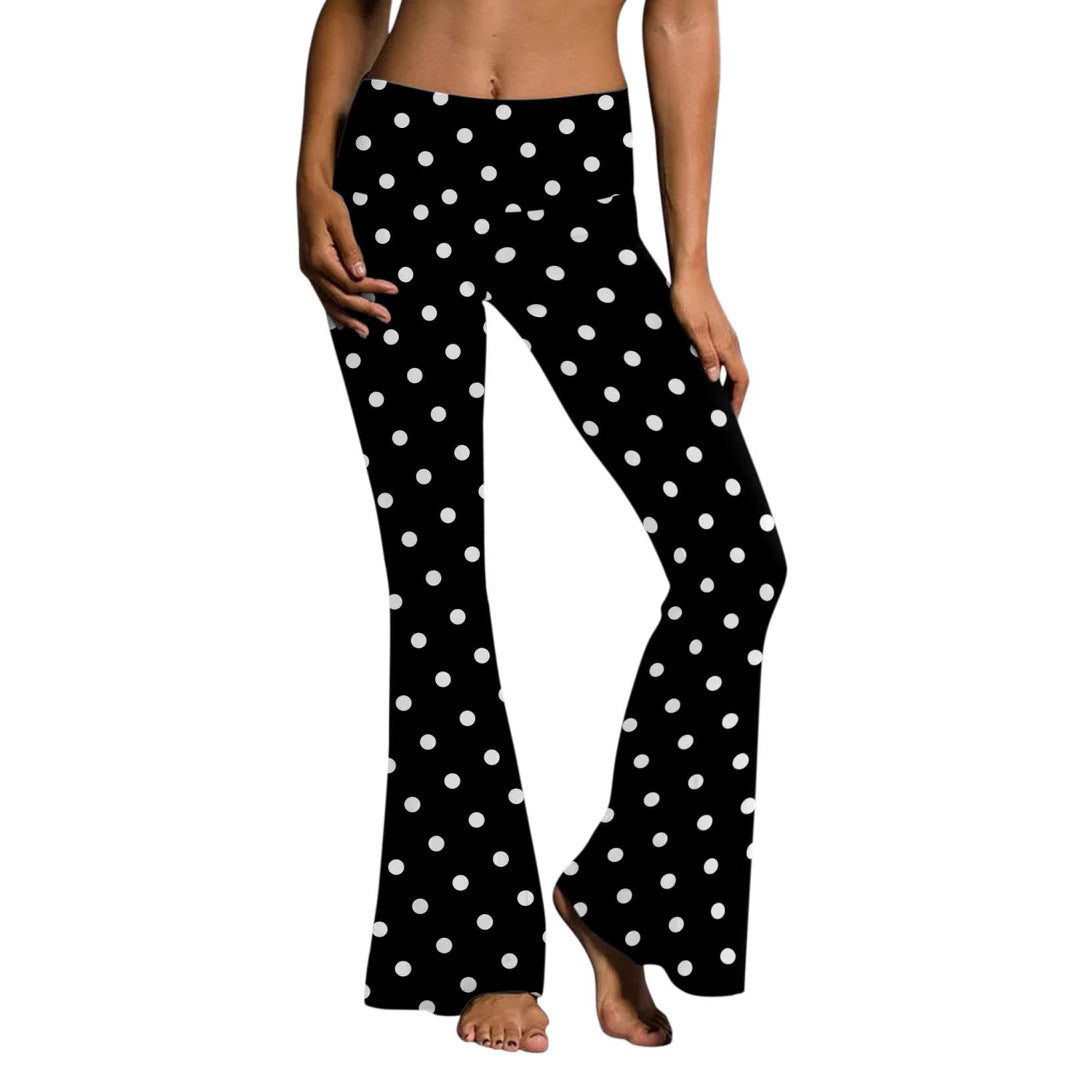 Low Waist Fashion Sports And Leisure Printed Bootcut Trousers
