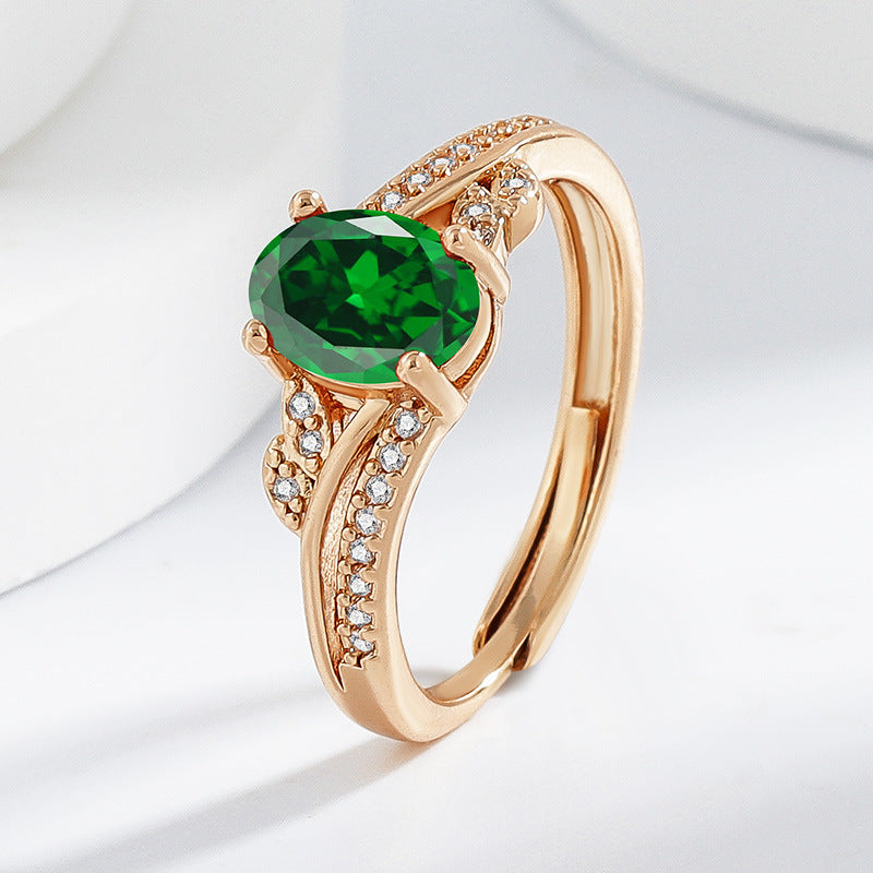 Garnet Oval Multi-color Colored Gems Ring For Women
