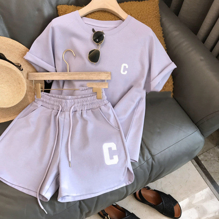 Women's Fashion Casual Loose Short-sleeved T-shirt Shorts Set