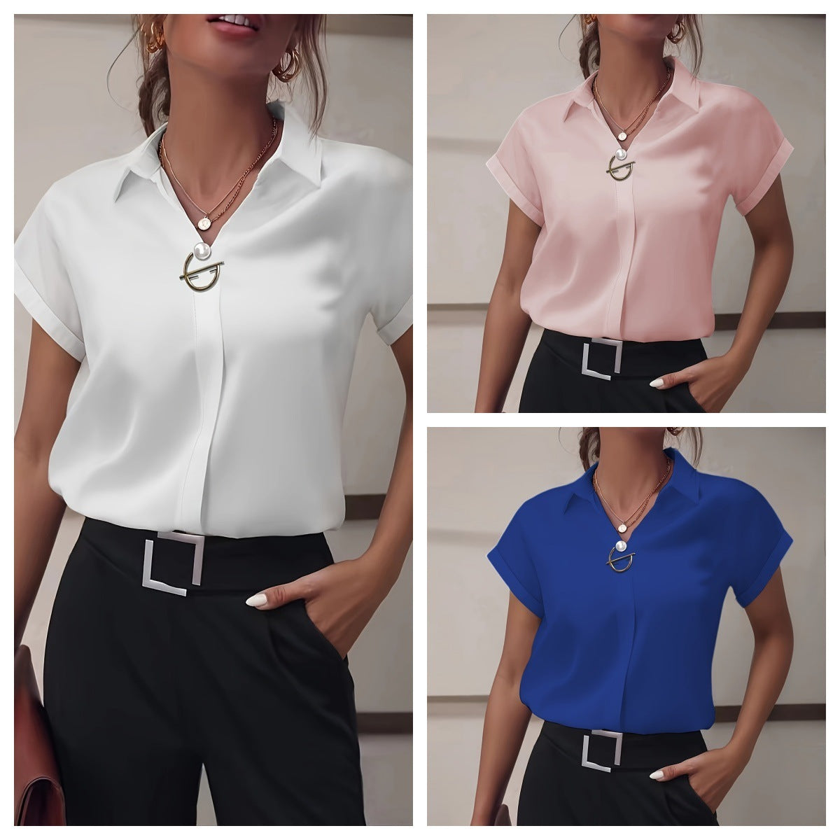 Loose Casual Short-sleeved Shirt Drop-shoulder Sleeve Shirt