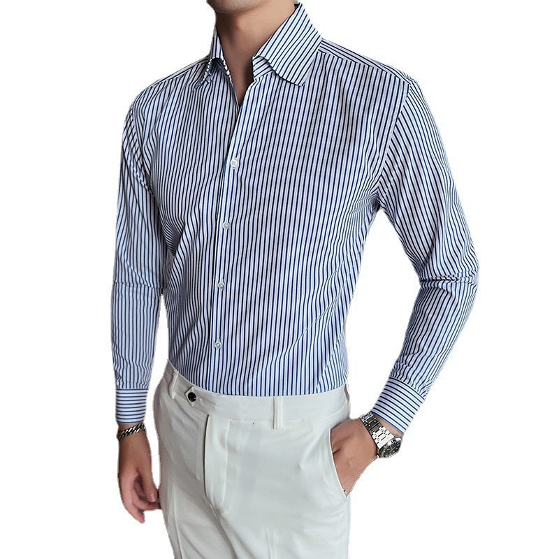 Men's Large V Non-ironing Striped Shirt