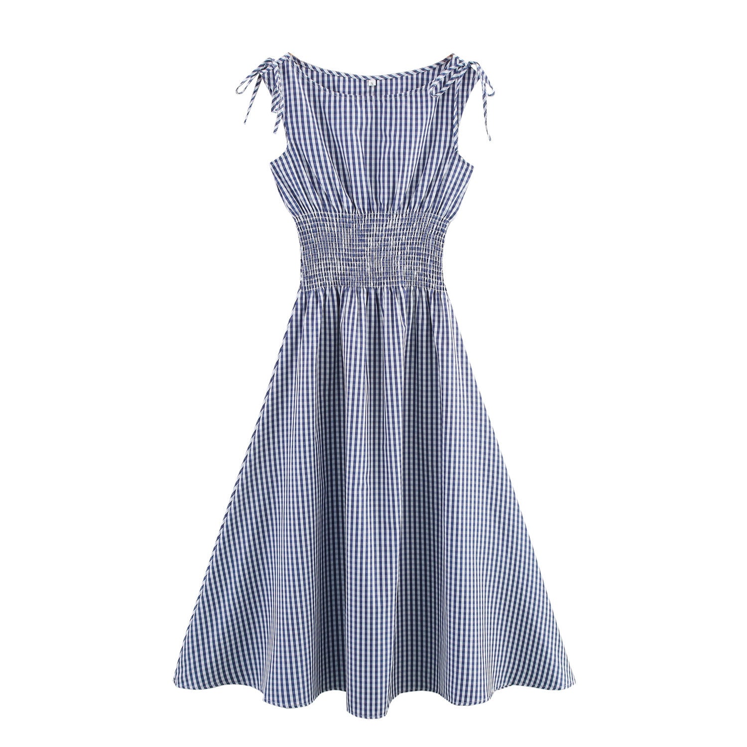 Plaid Waist-controlled Lace-up Dress