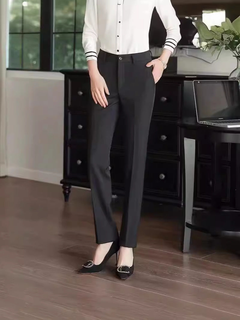 Women's Fashion Suit Black Straight Pants