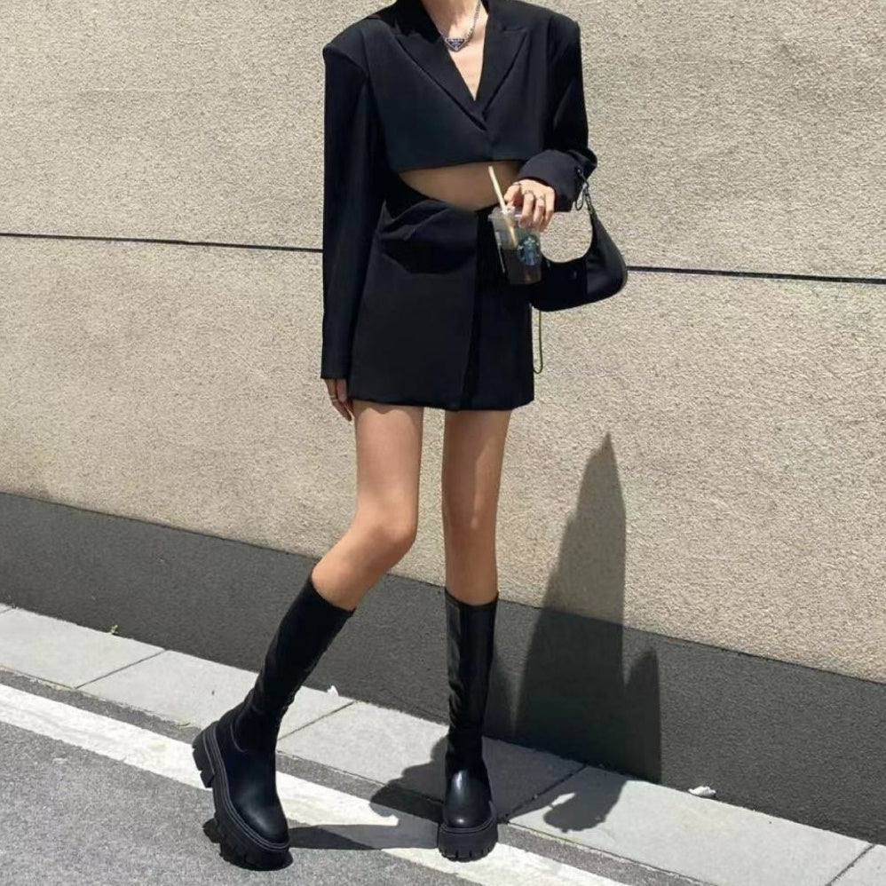 Autumn And Winter Horse Knight Boots High Leg Boot Thick Bottom Female Stretch Boots