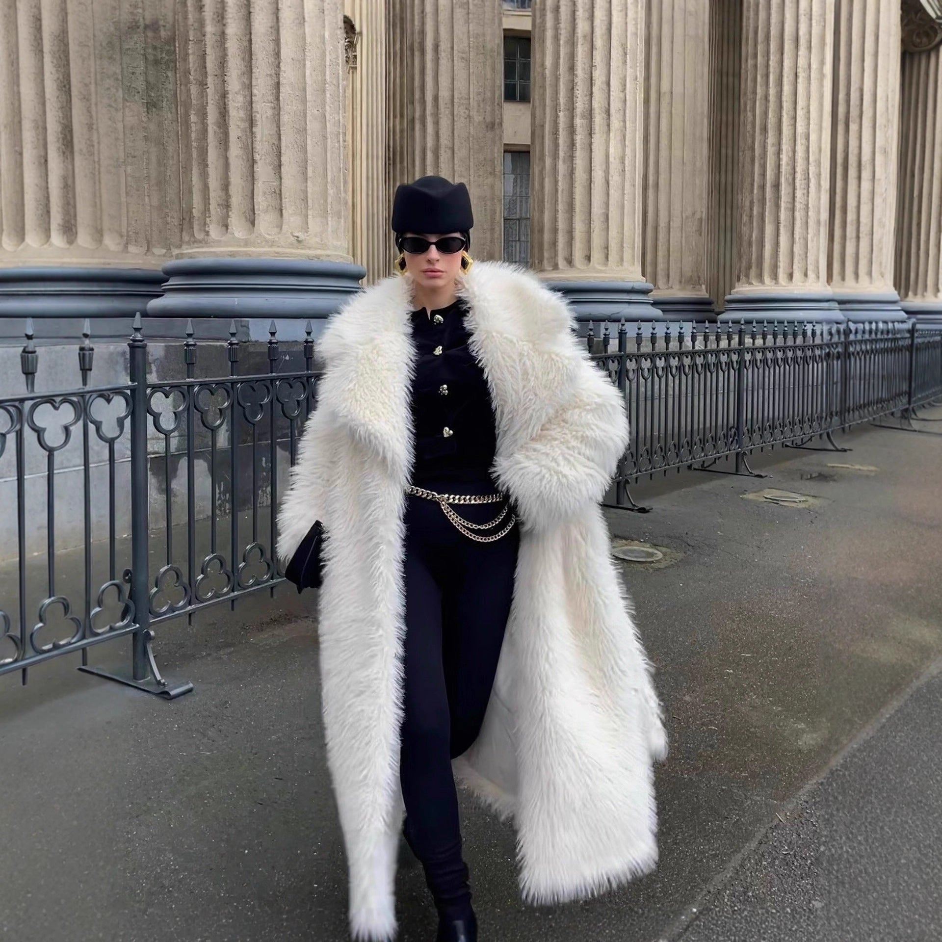 Long Environmental Protection Leather Fur Coat Fashionable Women