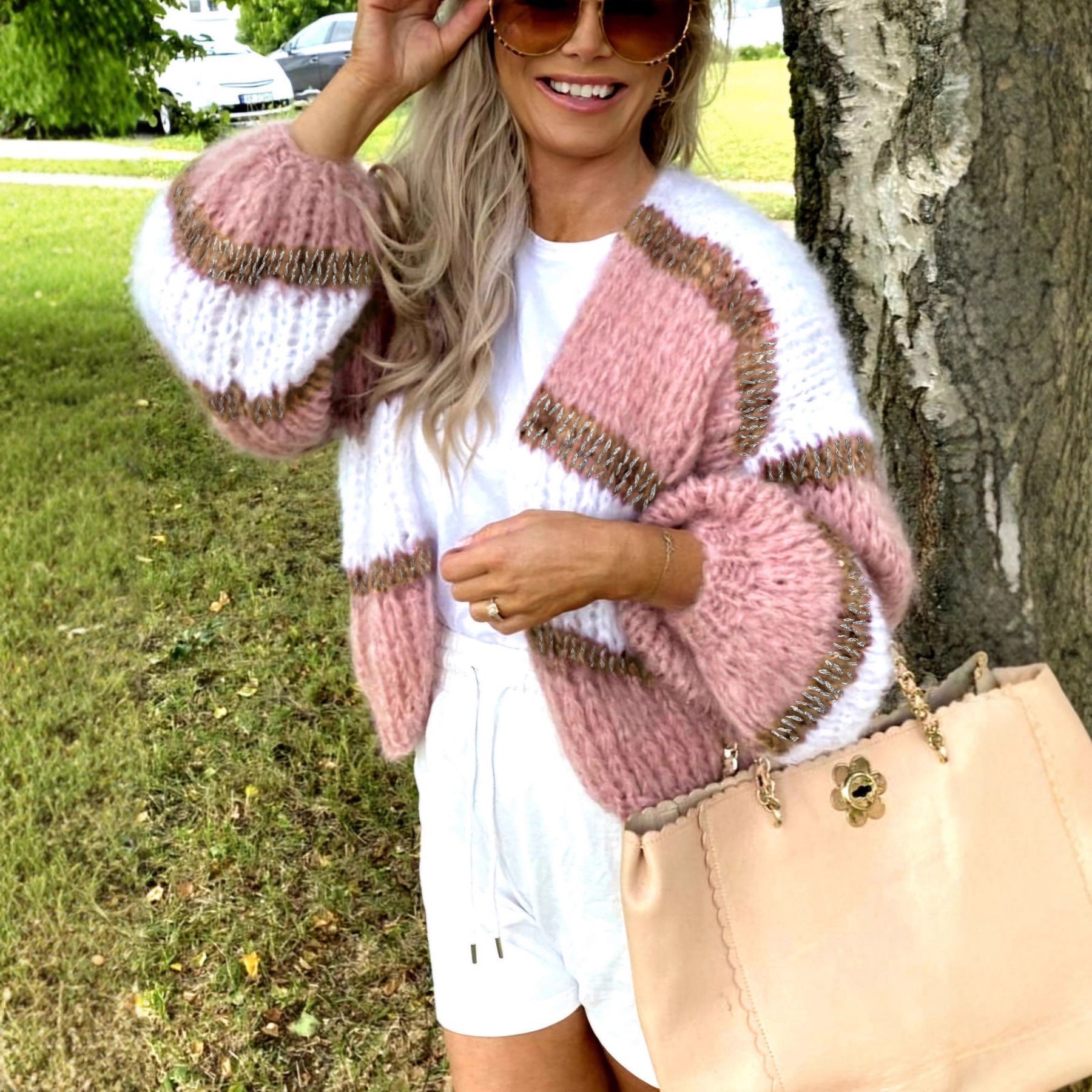 Cardigan Color Block Cardigan Women's Sweater