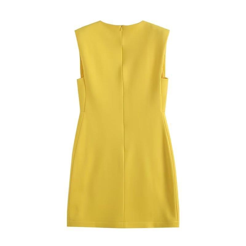 Women's Solid Color Round Neck Straight Slim Fit Slit Dress