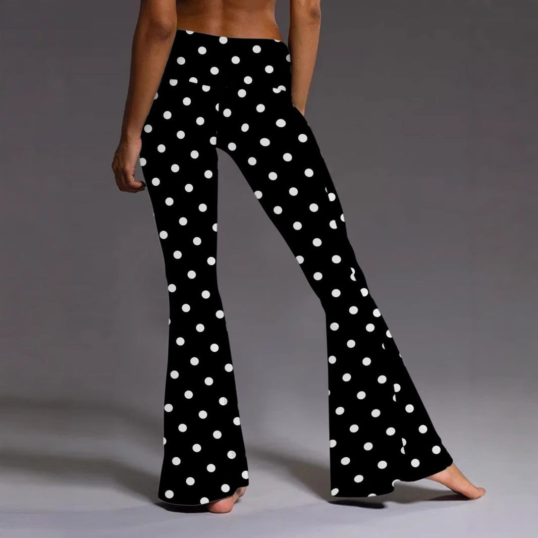 Low Waist Fashion Sports And Leisure Printed Bootcut Trousers