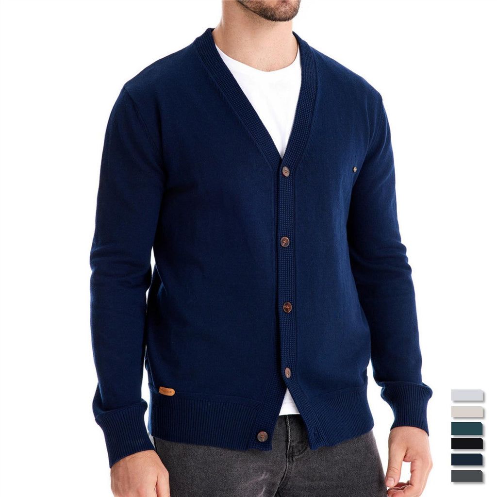 Men's Cardigan Sweater High Quality Business Pure Color Knitwear