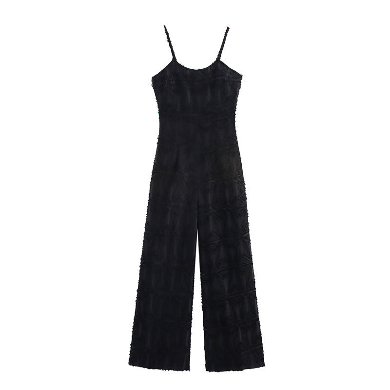 Elegant Distressed Casual Cut Flower Fashion Suspenders Jumpsuit