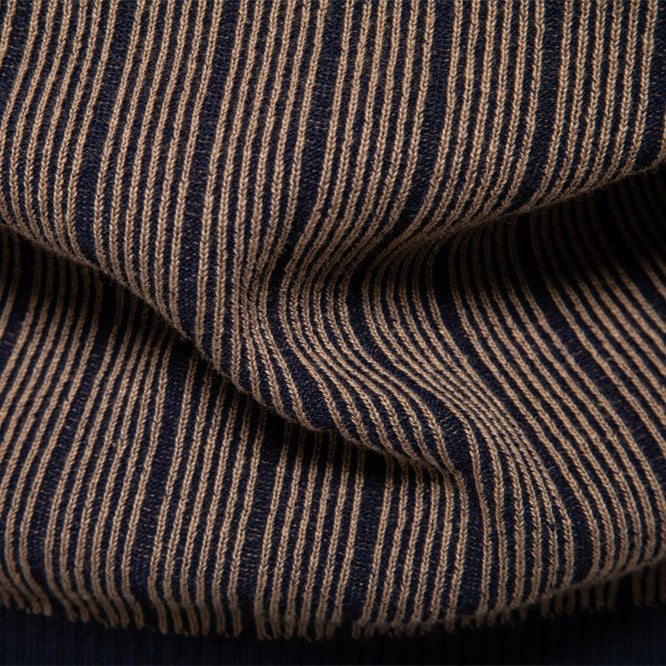 Half Turtleneck Slim Striped Top Fashion Men's Pullovers
