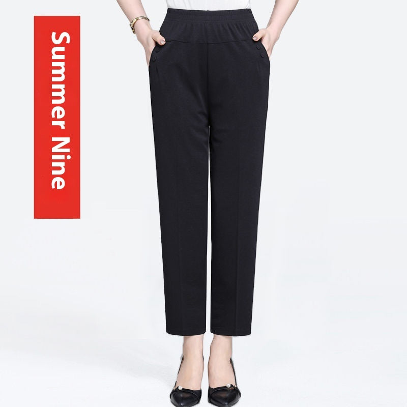 Summer Ice Silk Thin Casual Straight-leg Cropped Pants