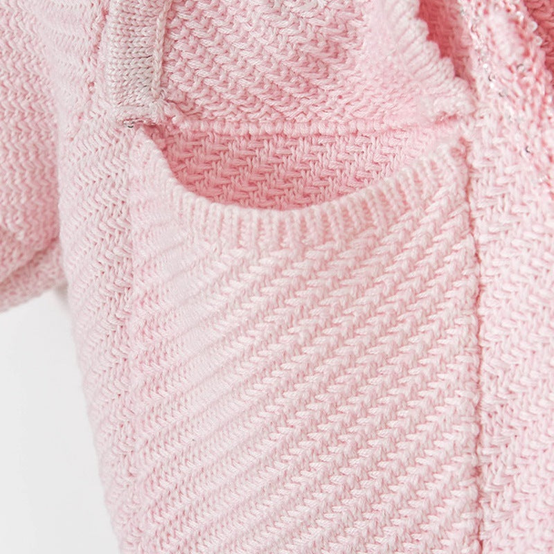 Sequined V-neck Nipped-waist Pocket Short Sleeve Knitted Dress