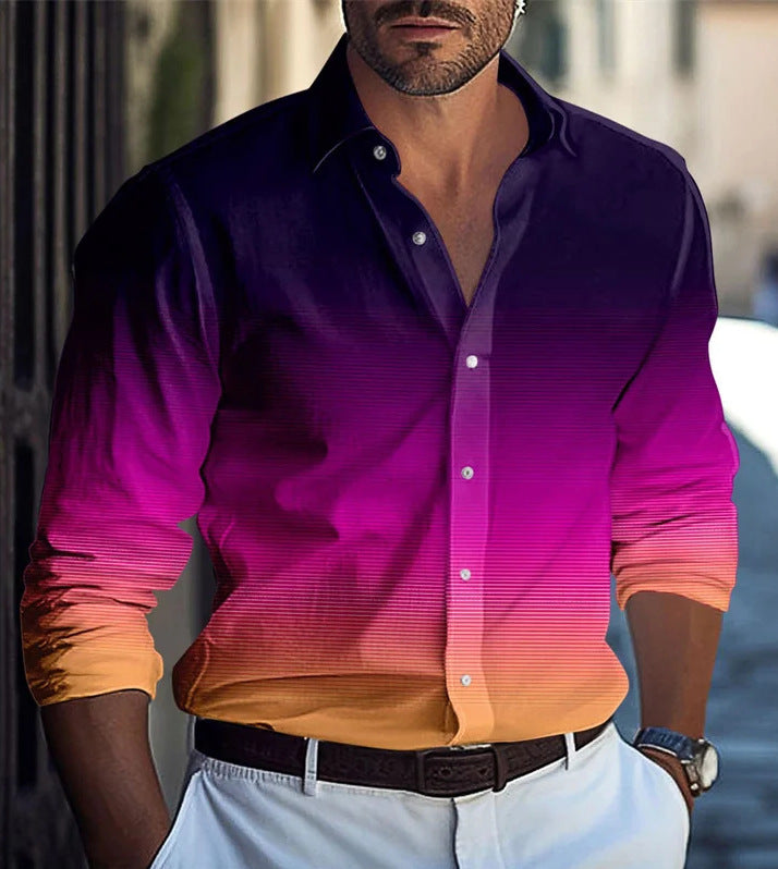 Multi-Color Gradient Pattern Printed Men's Clothing