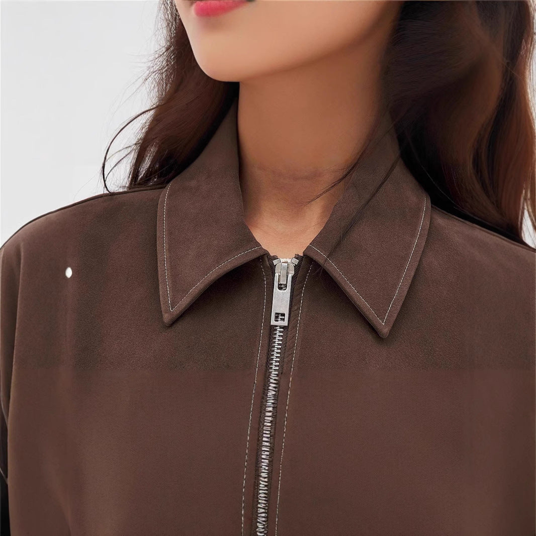 European And American Coat Dark Brown Popular Jacket