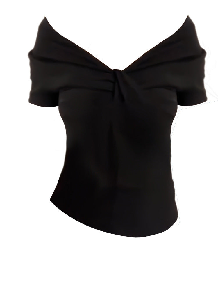 New Slim-fit Slimming Two-way Top Off-shoulder T-shirt Women