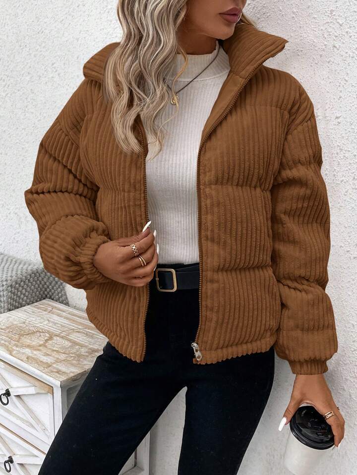 Women's Thickened Plus Size Short Corduroy Cotton Coat Jacket