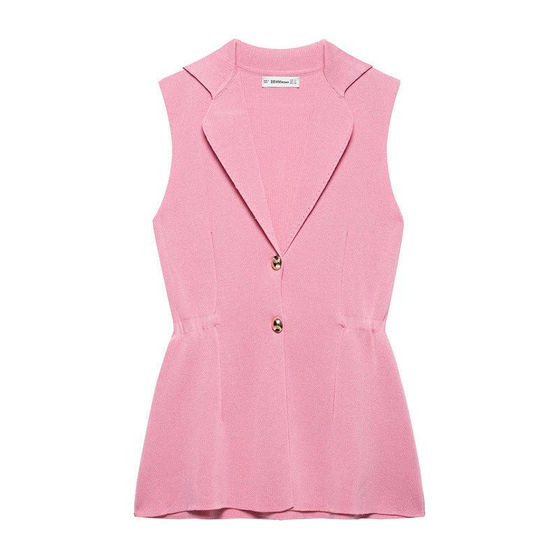 French Design Knitted Vest V-neck