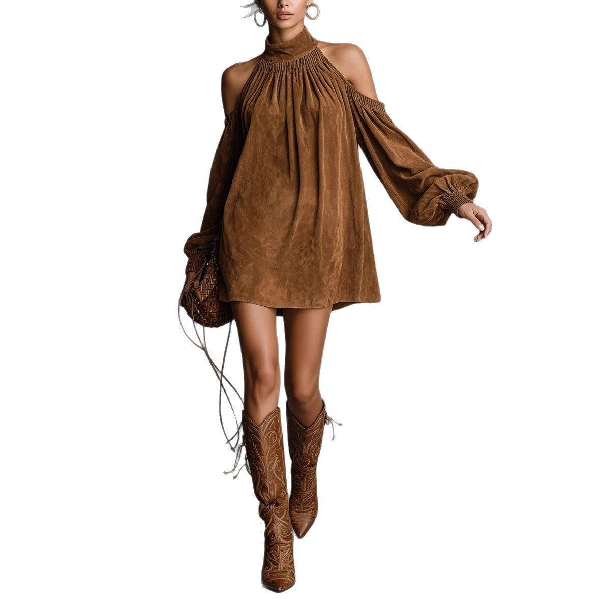 Stylish And Sophisticated Mock-neck Slip Dress