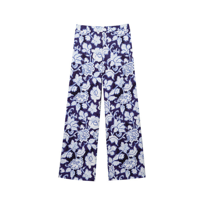Flower Print Short Shirt Pants Suit