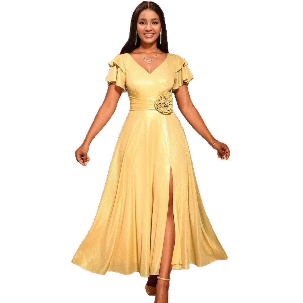 Sexy V-neck Ruffle Sleeve Party Dress