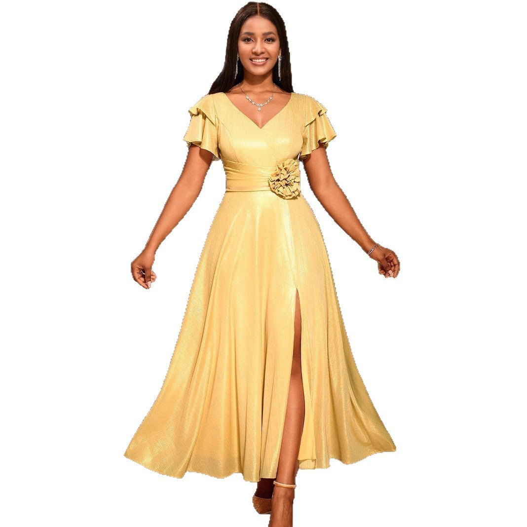 Sexy V-neck Ruffle Sleeve Party Dress
